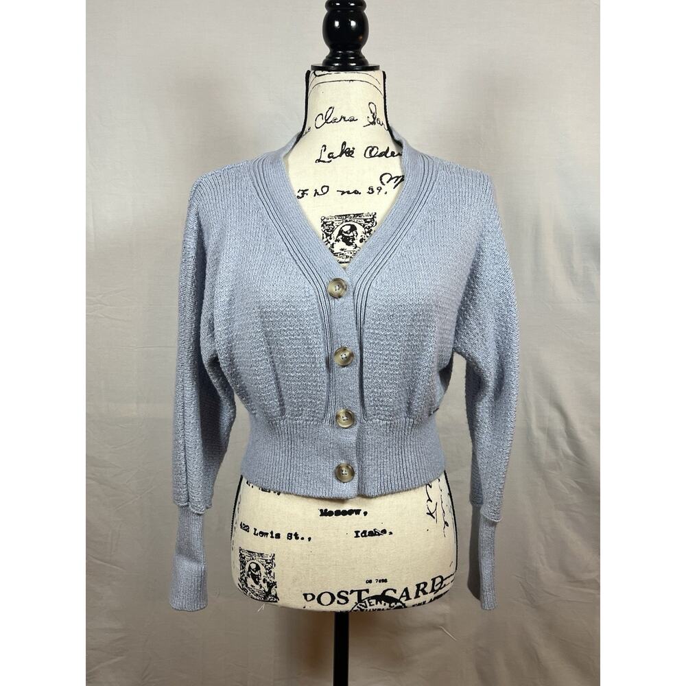 Abercrombie & Fitch XS Light Blue Cropped Knit Cardigan With Buttons